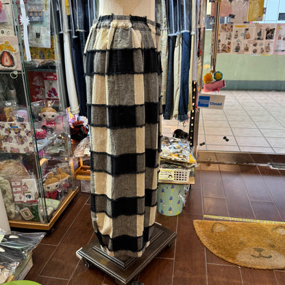 Tumugu Black X Natural Checked Wide-leg Pants