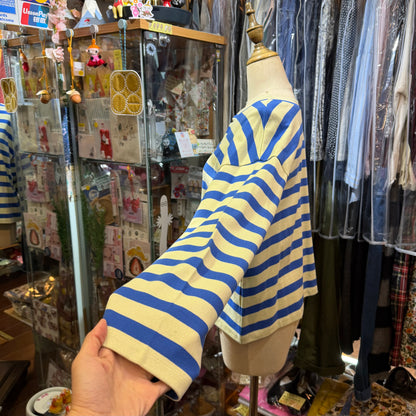 Nouvelles du paradis Blue Striped 2Way Cardigan, made in Japan