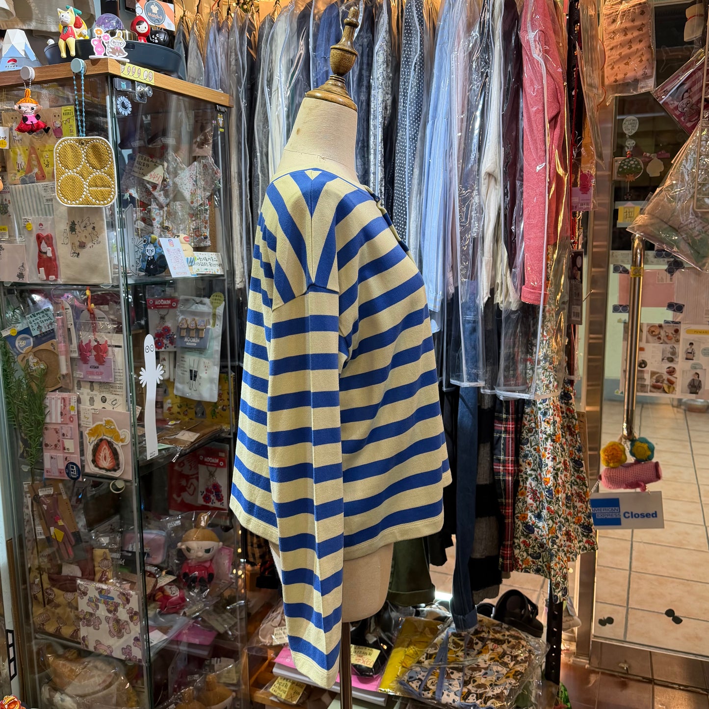 Nouvelles du paradis Blue Striped 2Way Cardigan, made in Japan