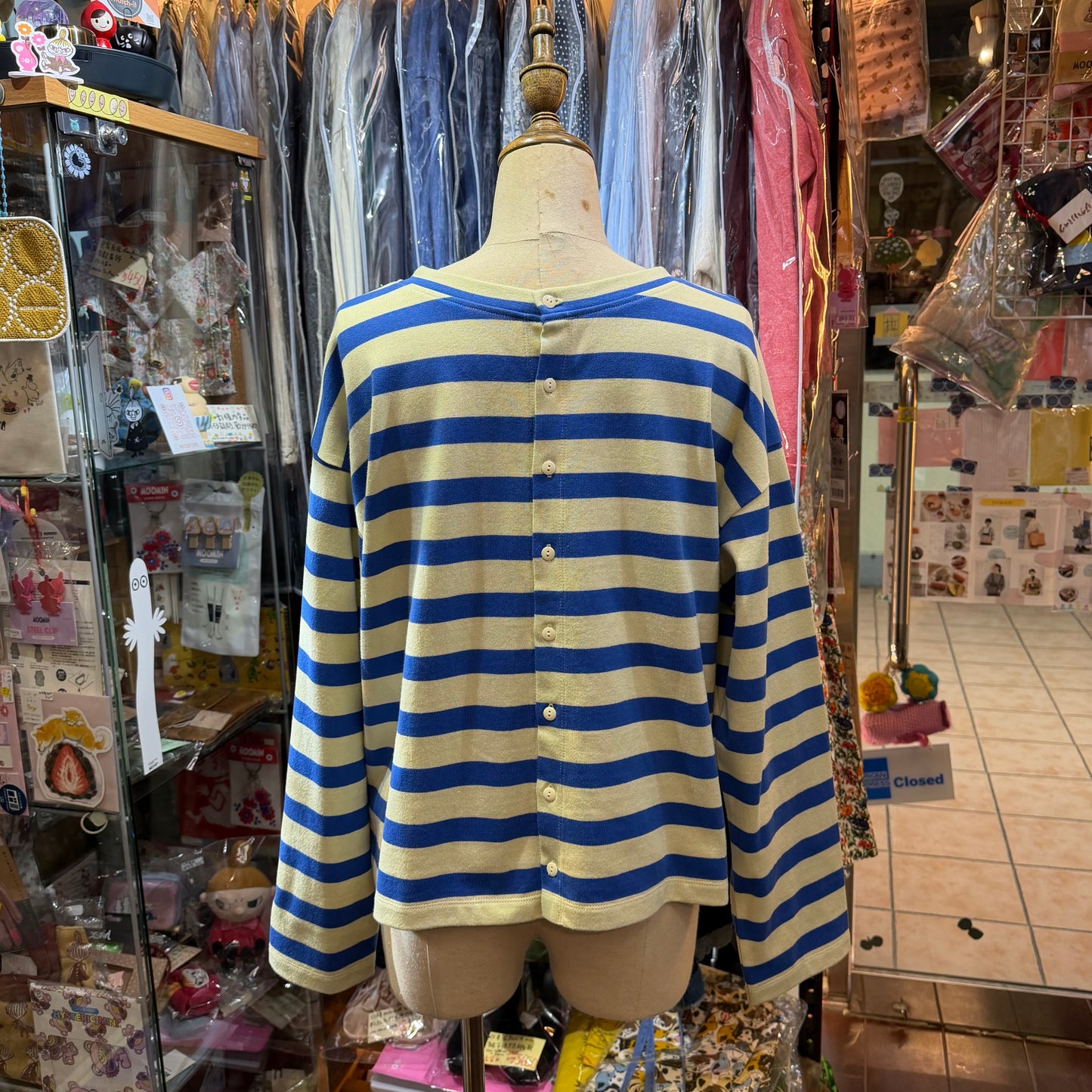 Nouvelles du paradis Blue Striped 2Way Cardigan, made in Japan