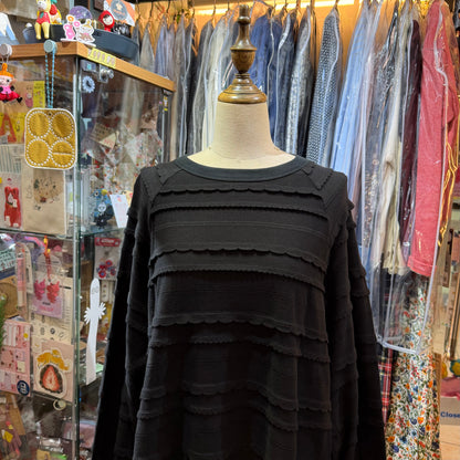Tumugu Black Frill Long T-shirt, made in Japan