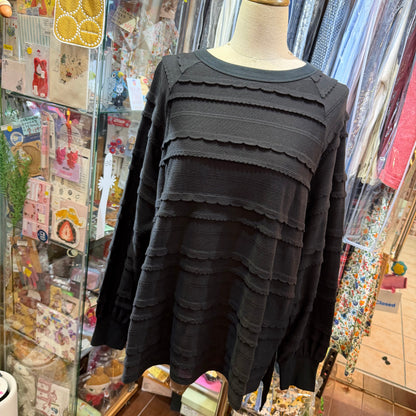Tumugu Black Frill Long T-shirt, made in Japan