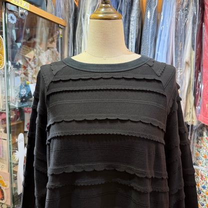 Tumugu Black Frill Long T-shirt, made in Japan