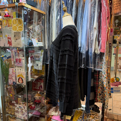 Tumugu Black Frill Long T-shirt, made in Japan