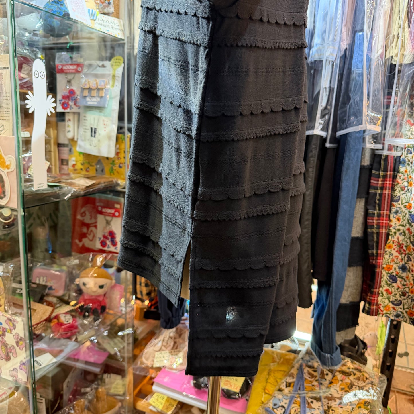 Tumugu Black Frill Long T-shirt, made in Japan