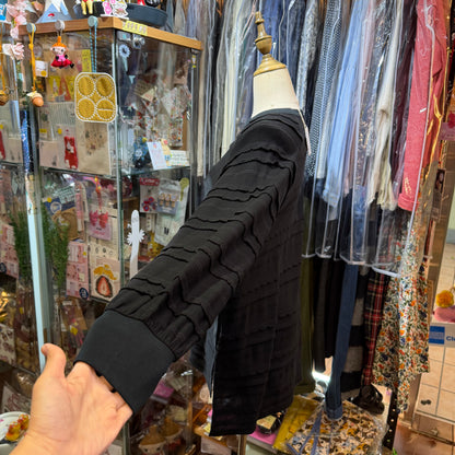 Tumugu Black Frill Long T-shirt, made in Japan