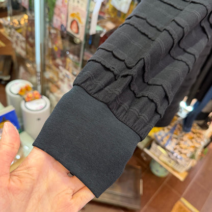 Tumugu Black Frill Long T-shirt, made in Japan