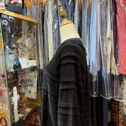 Tumugu Black Frill Long T-shirt, made in Japan