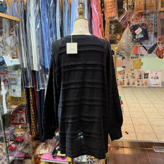 Tumugu Black Frill Long T-shirt, made in Japan