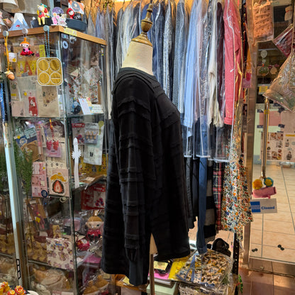 Tumugu Black Frill Long T-shirt, made in Japan