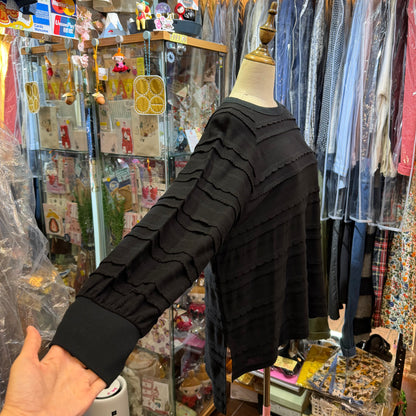 Tumugu Black Frill Long T-shirt, made in Japan