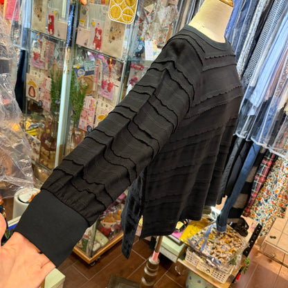 Tumugu Black Frill Long T-shirt, made in Japan