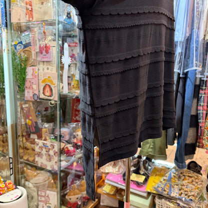 Tumugu Black Frill Long T-shirt, made in Japan