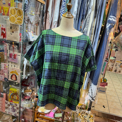 Vent d Ouest Green Checked Top, made in Japan