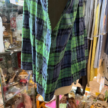 Vent d Ouest Green Checked Top, made in Japan