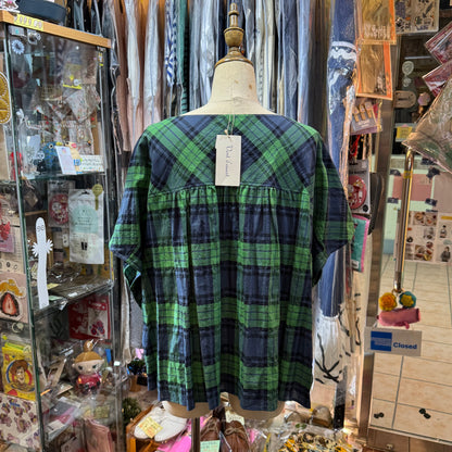 Vent d Ouest Green Checked Top, made in Japan