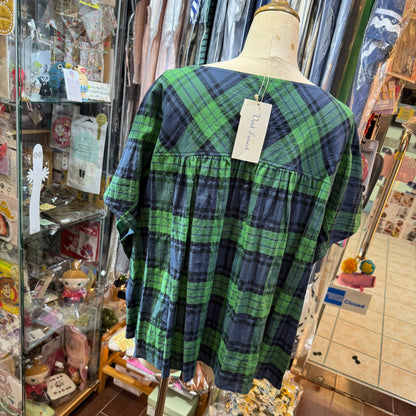 Vent d Ouest Green Checked Top, made in Japan