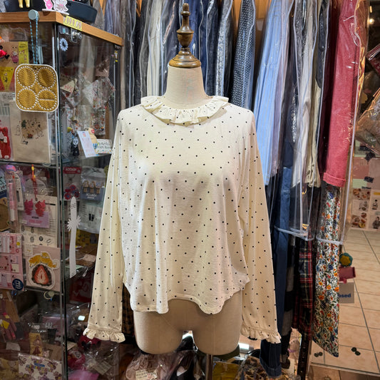 Hands of Creation Black Polka Frill Top, made in Japan