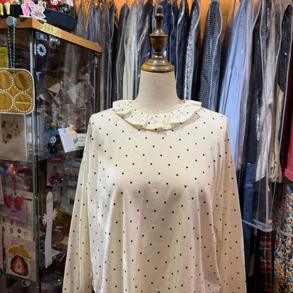 Hands of Creation Black Polka Frill Top, made in Japan