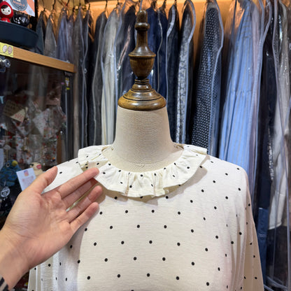 Hands of Creation Black Polka Frill Top, made in Japan