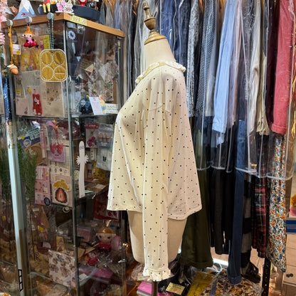 Hands of Creation Black Polka Frill Top, made in Japan