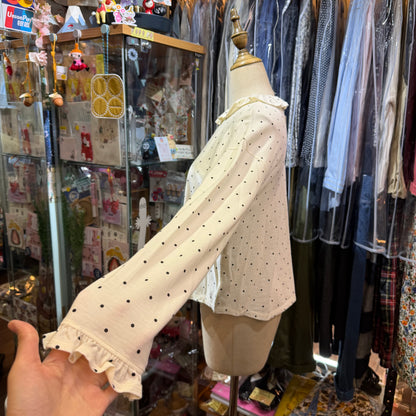 Hands of Creation Black Polka Frill Top, made in Japan