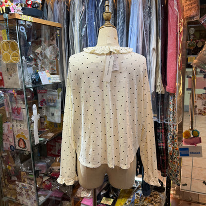 Hands of Creation Black Polka Frill Top, made in Japan