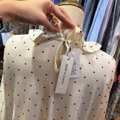 Hands of Creation Black Polka Frill Top, made in Japan