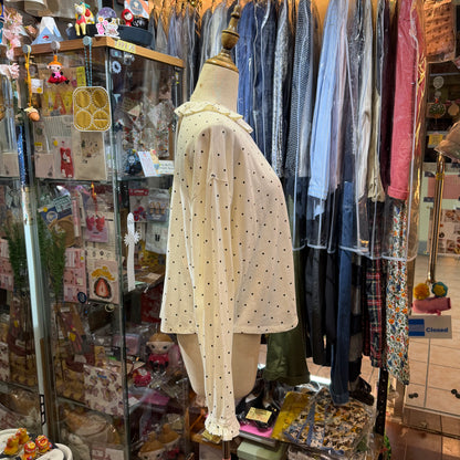 Hands of Creation Black Polka Frill Top, made in Japan