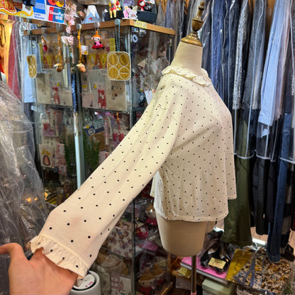 Hands of Creation Black Polka Frill Top, made in Japan