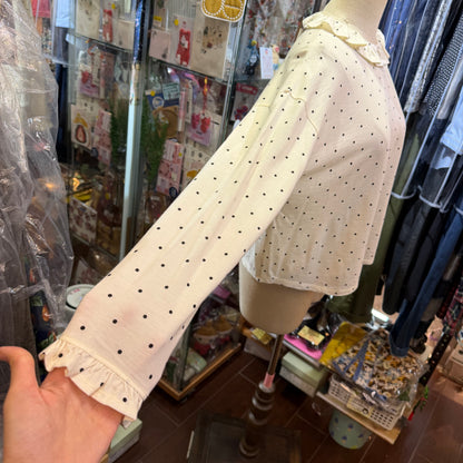 Hands of Creation Black Polka Frill Top, made in Japan