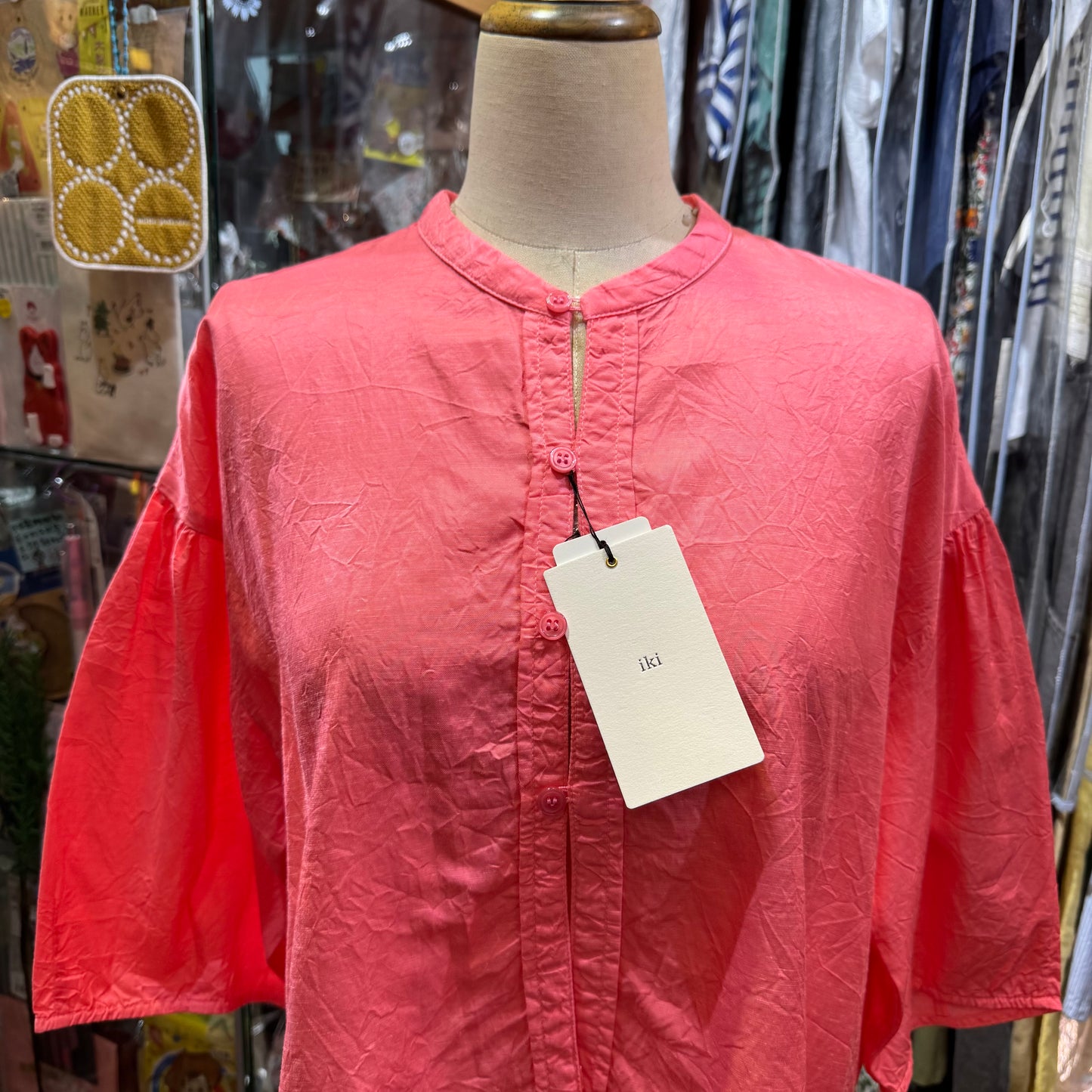 Iki Pink Cupra Short Blouse Shirt, made in Japan