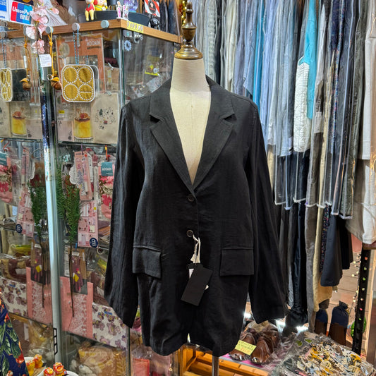 Soi-e Black Linen Suit Blazer Jacket, made in Japan