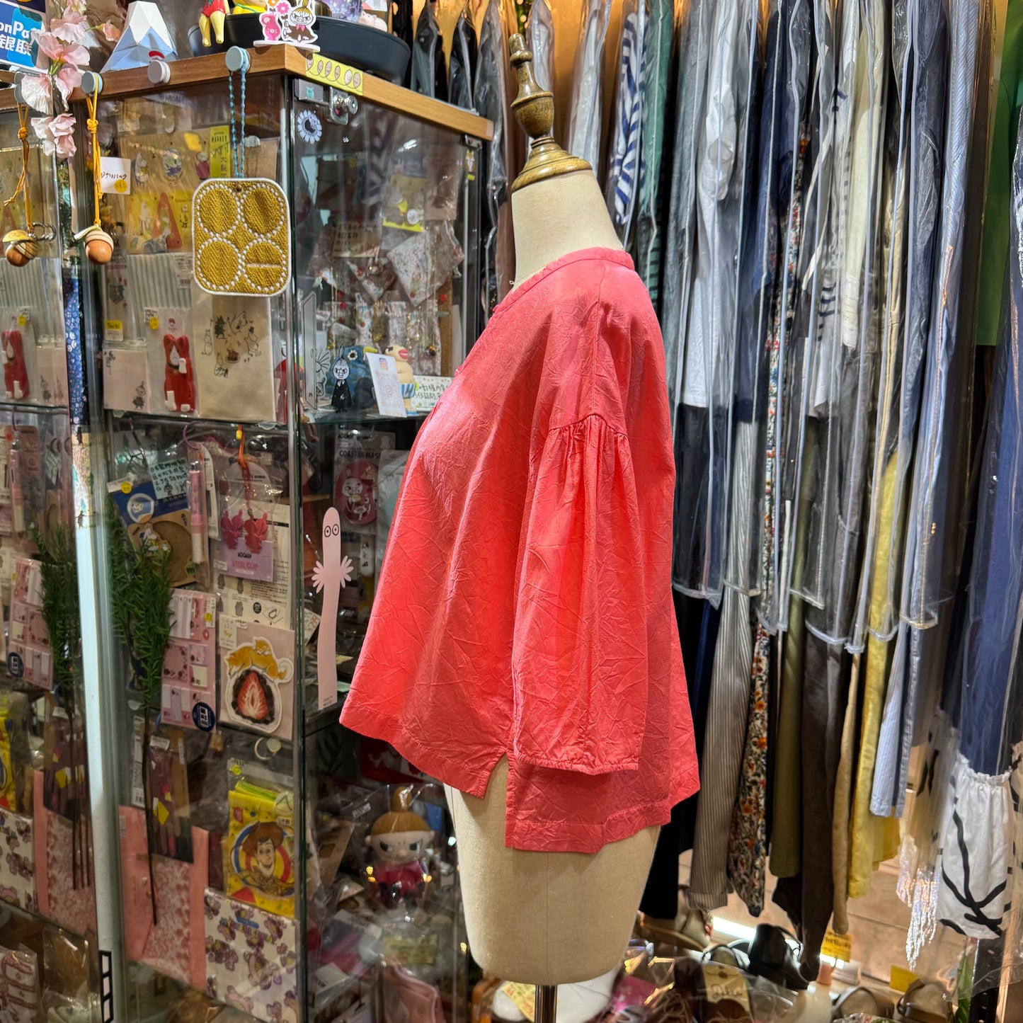 Iki Pink Cupra Short Blouse Shirt, made in Japan