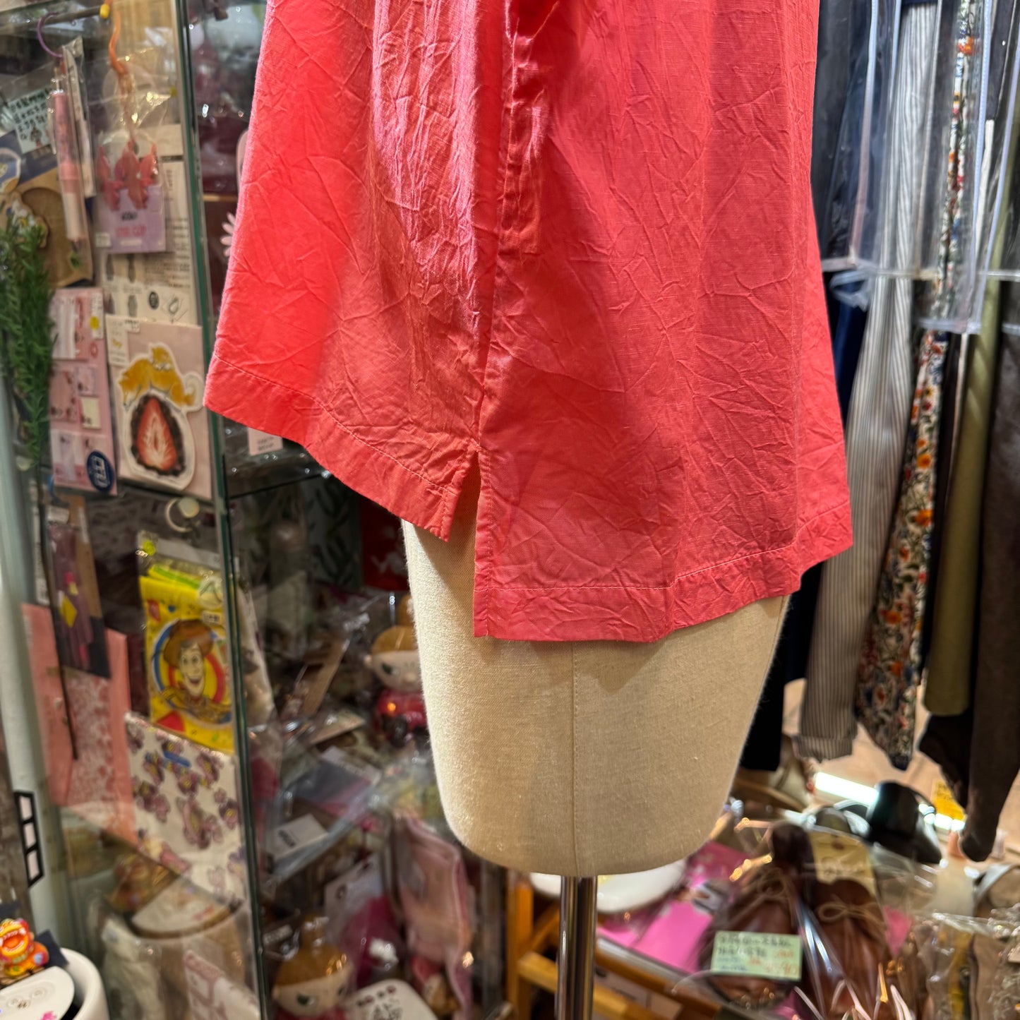 Iki Pink Cupra Short Blouse Shirt, made in Japan