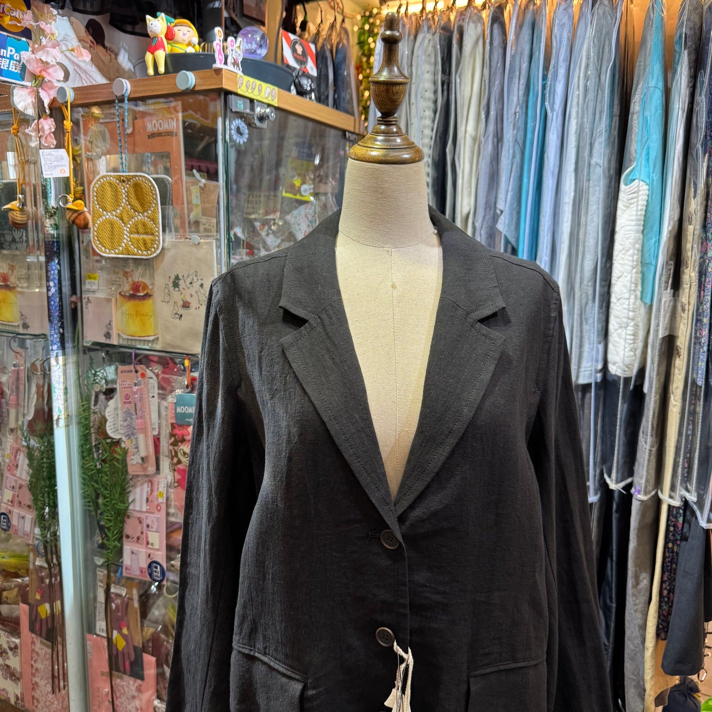 Soi-e Black Linen Suit Blazer Jacket, made in Japan