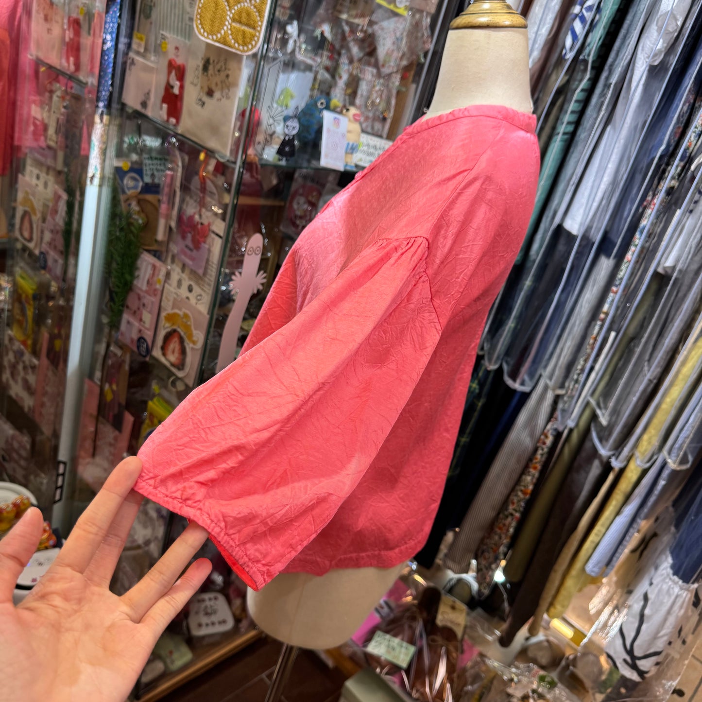 Iki Pink Cupra Short Blouse Shirt, made in Japan