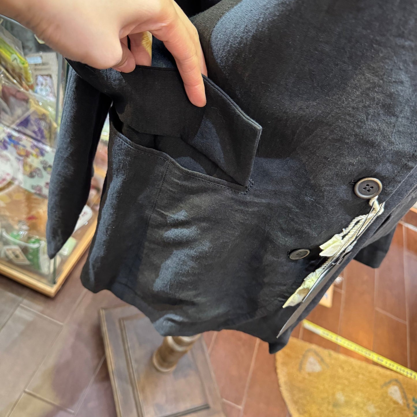 Soi-e Black Linen Suit Blazer Jacket, made in Japan