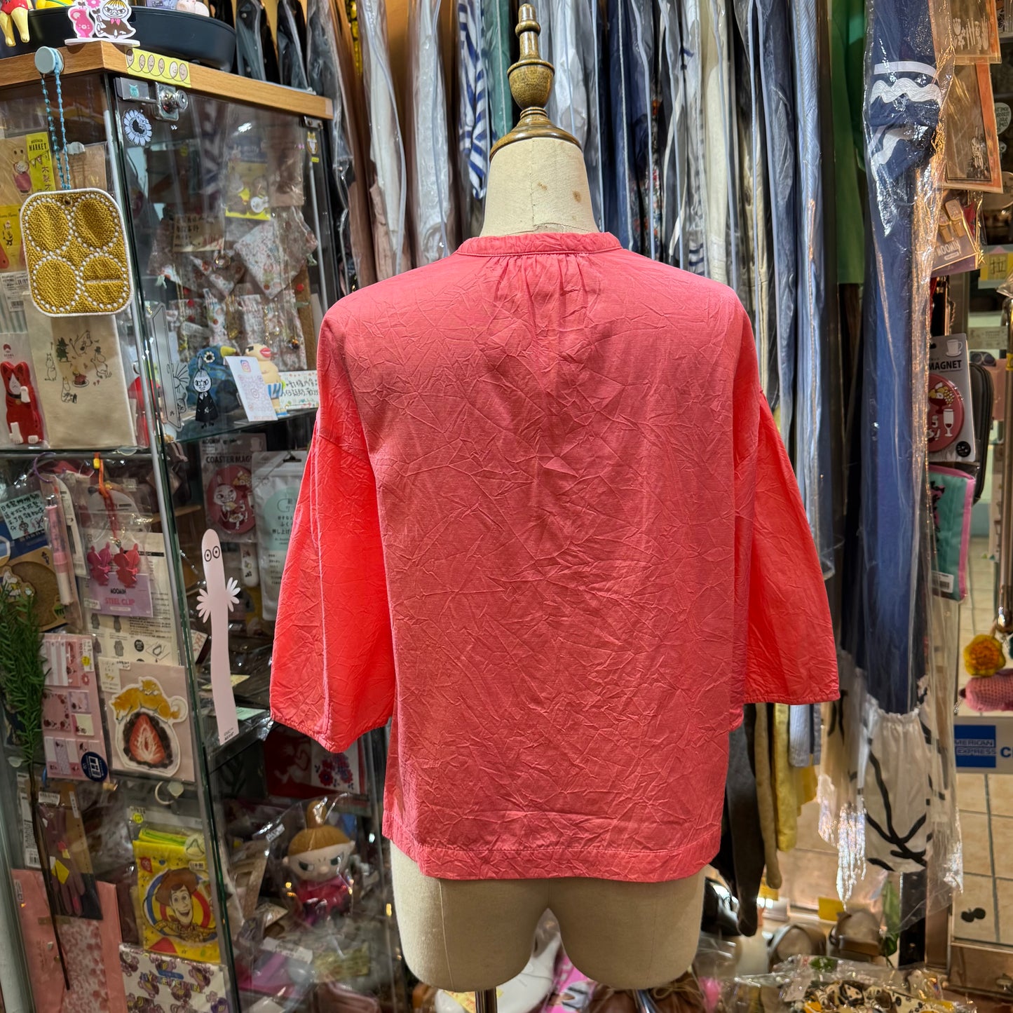 Iki Pink Cupra Short Blouse Shirt, made in Japan