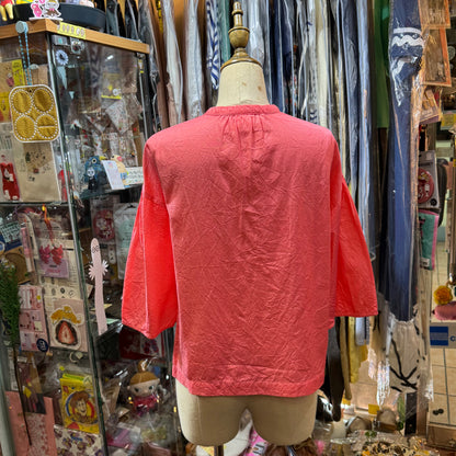 Sale- Iki Pink Cupra Short Blouse Shirt, made in Japan
