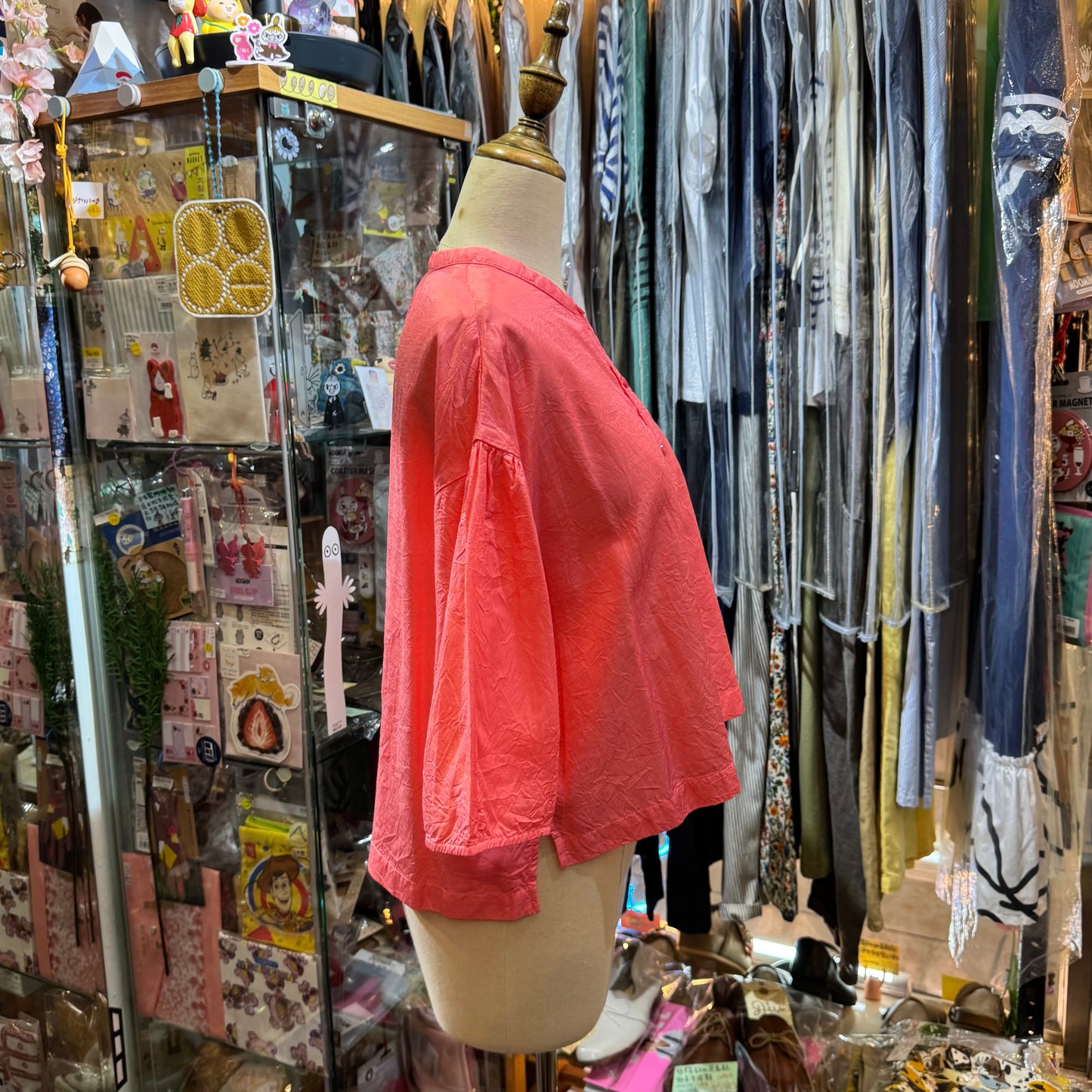 Iki Pink Cupra Short Blouse Shirt, made in Japan