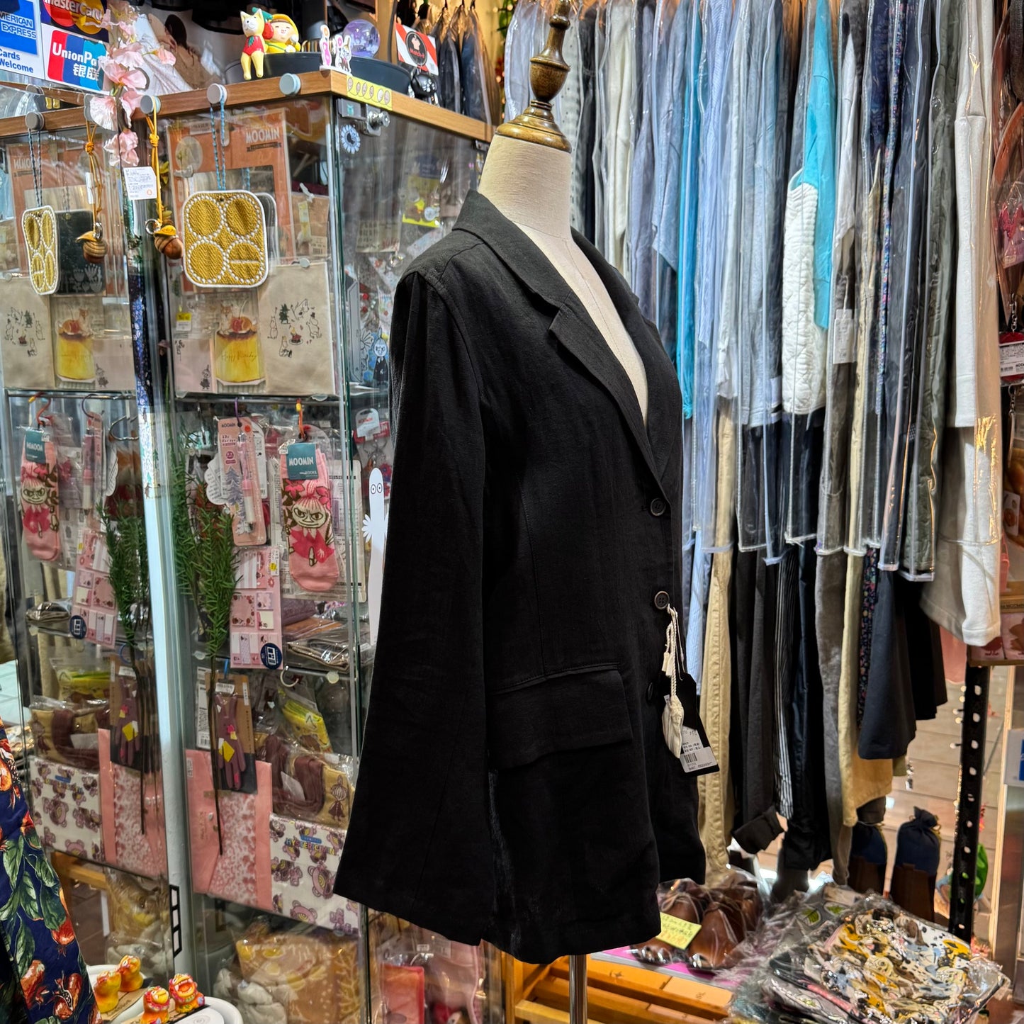 Soi-e Black Linen Suit Blazer Jacket, made in Japan