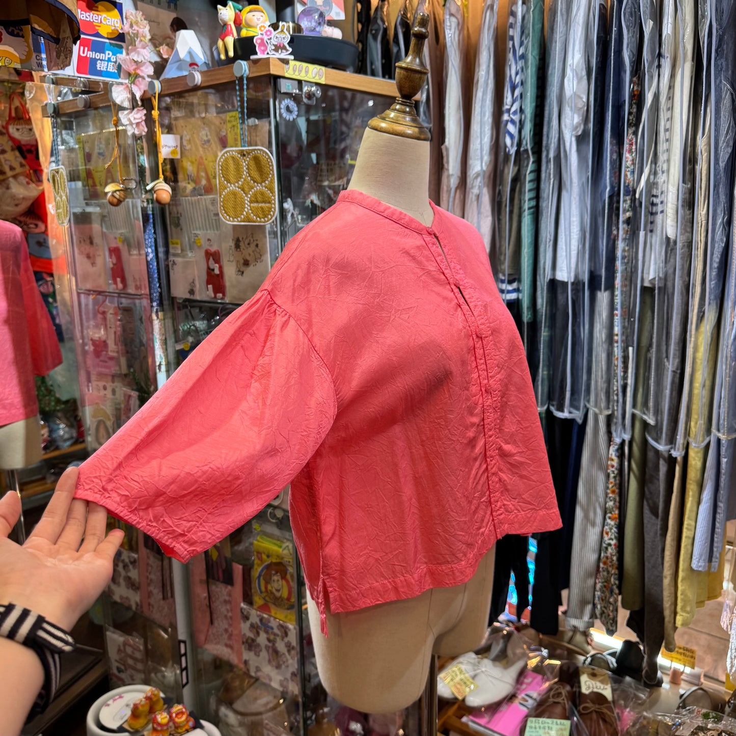 Iki Pink Cupra Short Blouse Shirt, made in Japan