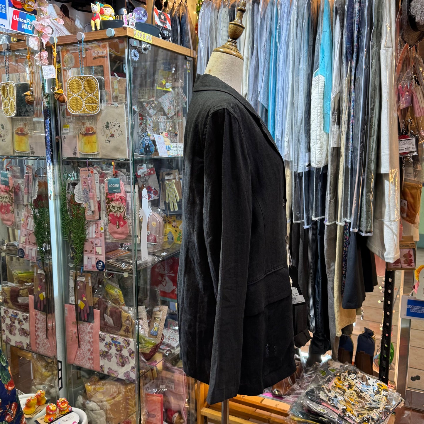 Soi-e Black Linen Suit Blazer Jacket, made in Japan