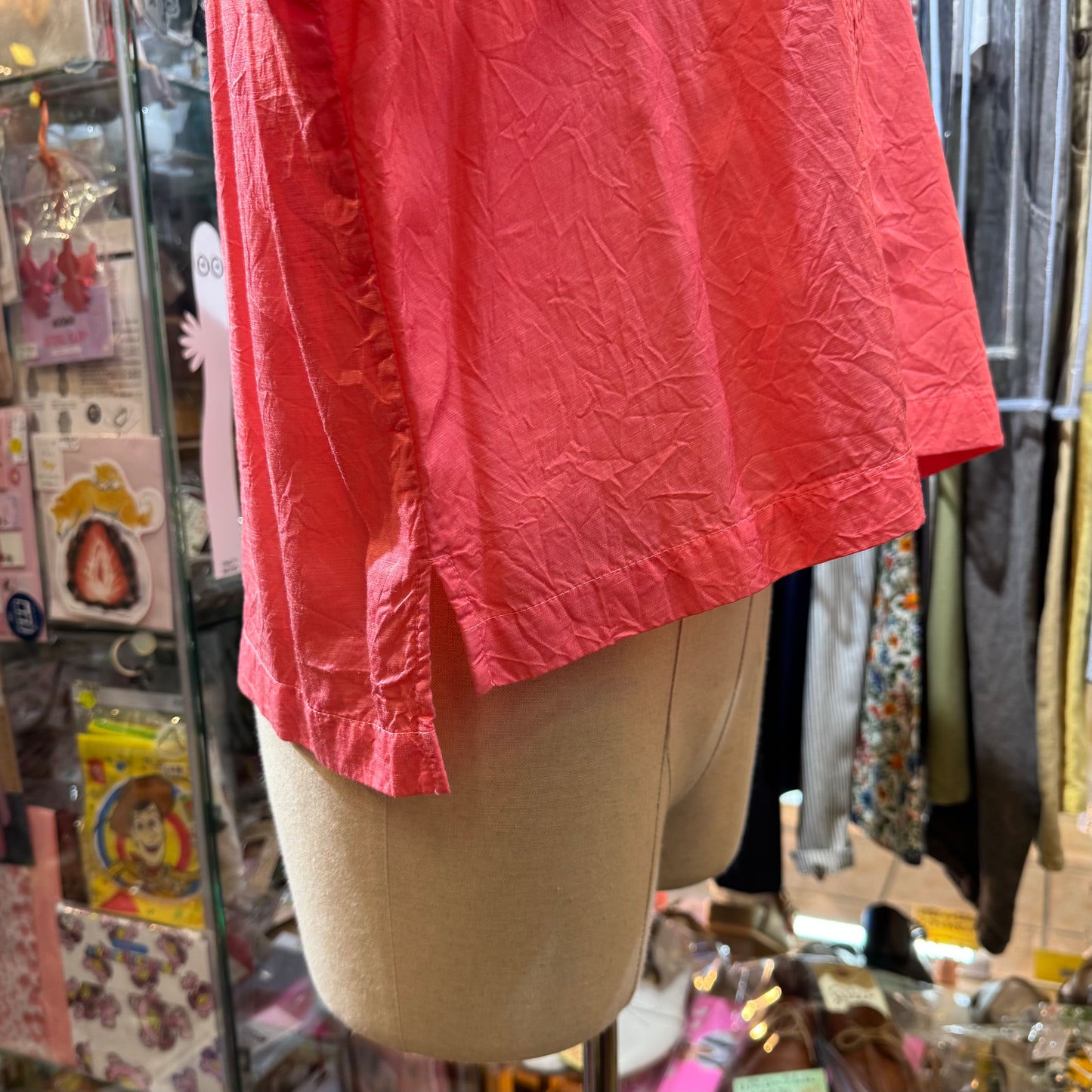Iki Pink Cupra Short Blouse Shirt, made in Japan