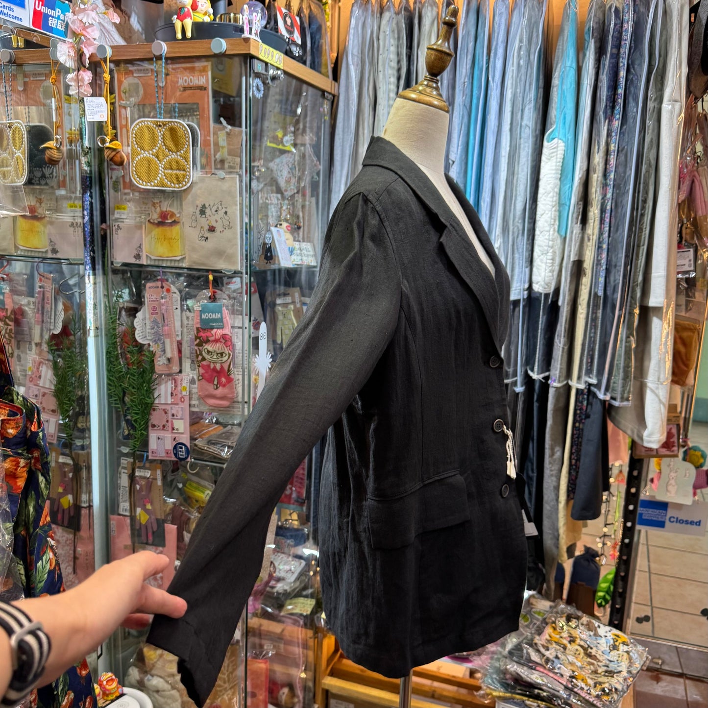 Soi-e Black Linen Suit Blazer Jacket, made in Japan