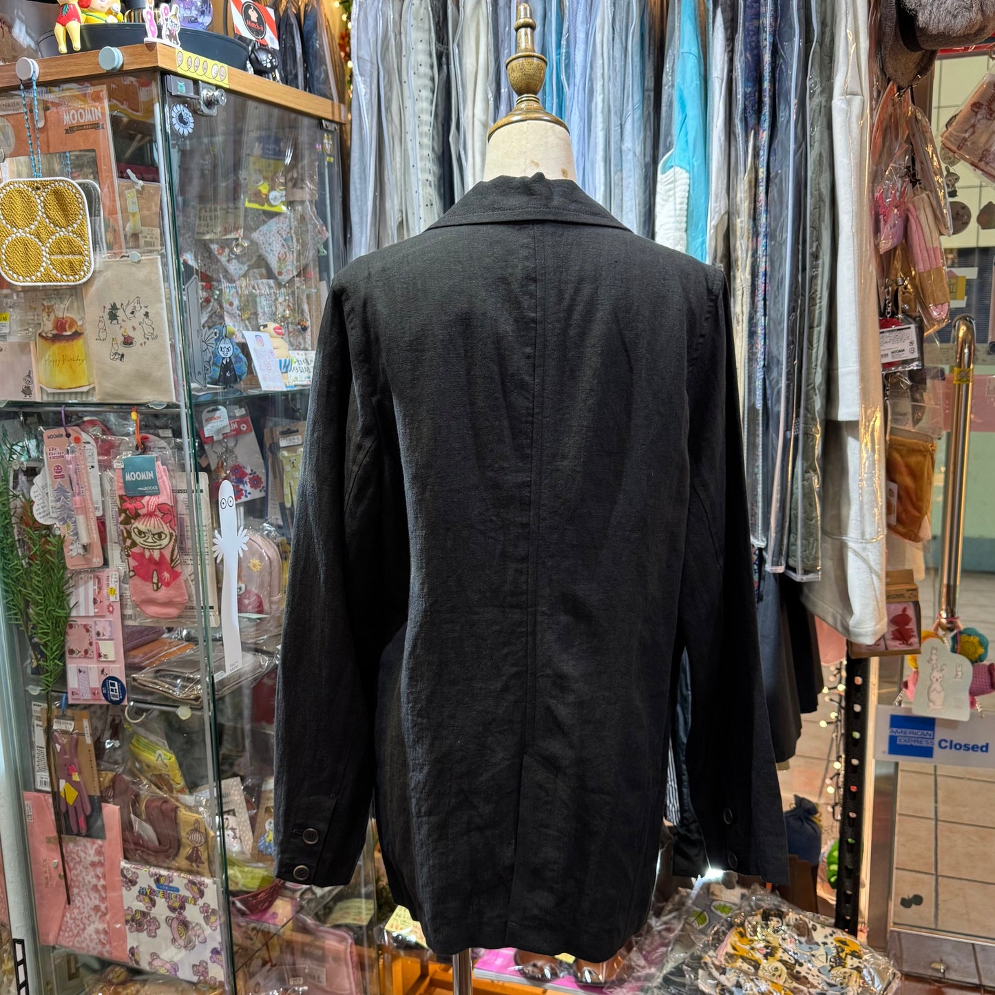 Soi-e Black Linen Suit Blazer Jacket, made in Japan