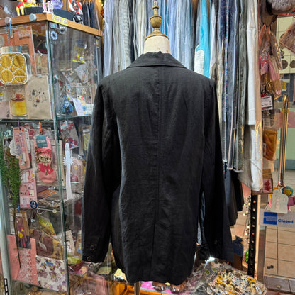 Soi-e Black Linen Suit Blazer, Outer, made in Japan
