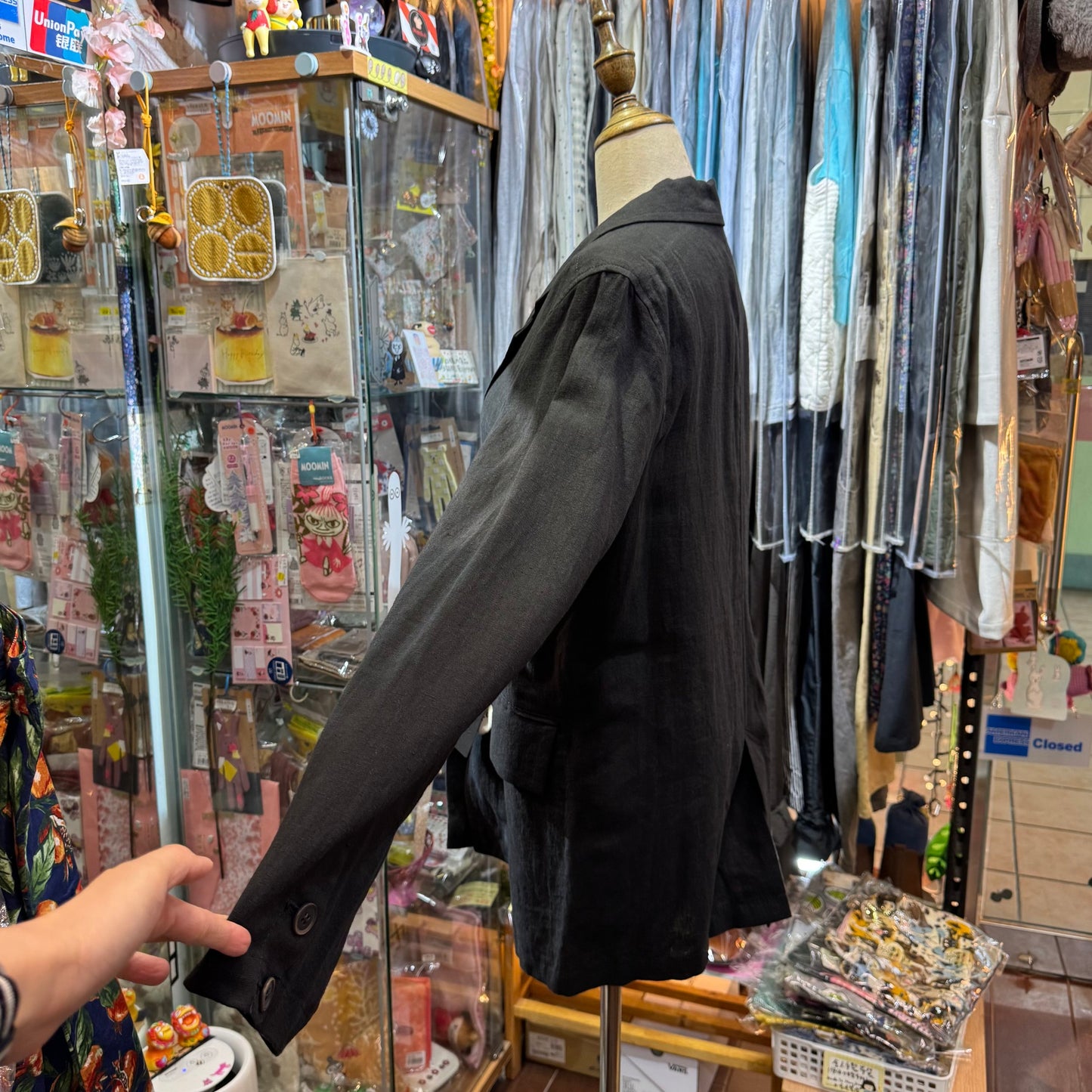 Soi-e Black Linen Suit Blazer Jacket, made in Japan