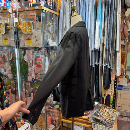 Soi-e Black Linen Suit Blazer, Outer, made in Japan